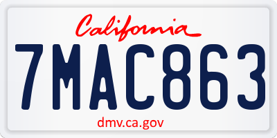 CA license plate 7MAC863