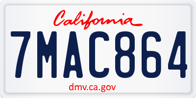 CA license plate 7MAC864