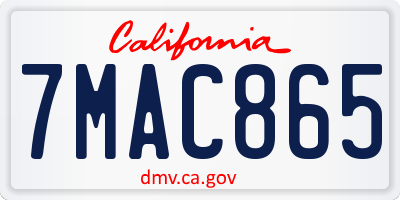 CA license plate 7MAC865