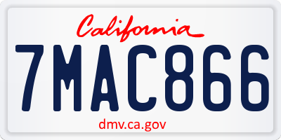 CA license plate 7MAC866
