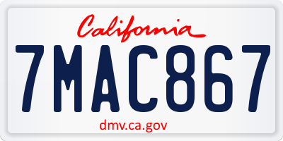 CA license plate 7MAC867