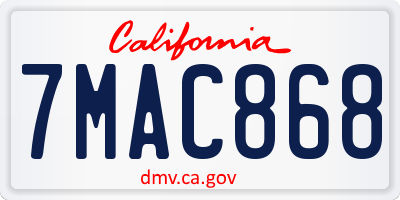 CA license plate 7MAC868