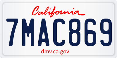 CA license plate 7MAC869