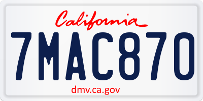 CA license plate 7MAC870