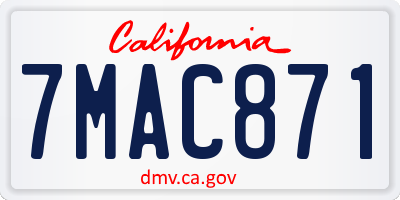 CA license plate 7MAC871