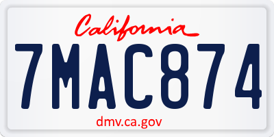 CA license plate 7MAC874