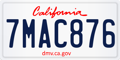 CA license plate 7MAC876