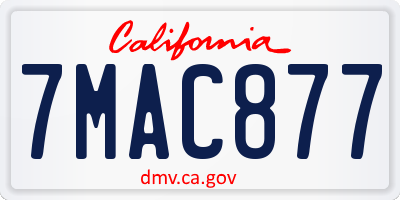 CA license plate 7MAC877