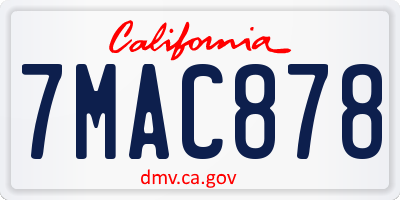 CA license plate 7MAC878