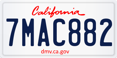 CA license plate 7MAC882