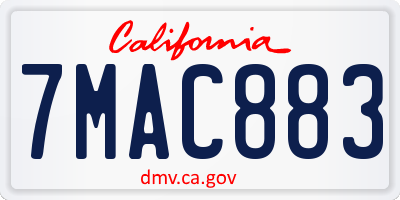 CA license plate 7MAC883