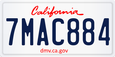 CA license plate 7MAC884