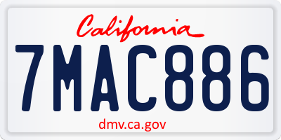CA license plate 7MAC886