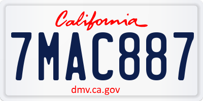 CA license plate 7MAC887