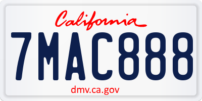 CA license plate 7MAC888