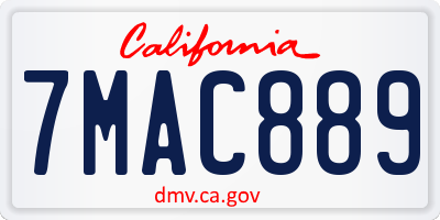 CA license plate 7MAC889