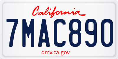 CA license plate 7MAC890