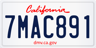 CA license plate 7MAC891
