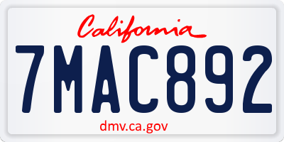 CA license plate 7MAC892