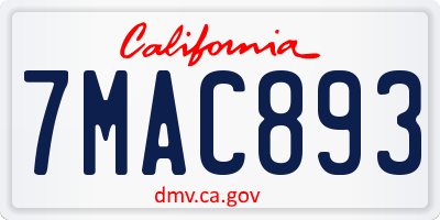 CA license plate 7MAC893