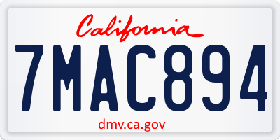 CA license plate 7MAC894