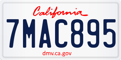 CA license plate 7MAC895
