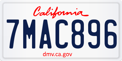 CA license plate 7MAC896