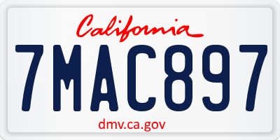 CA license plate 7MAC897