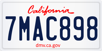 CA license plate 7MAC898