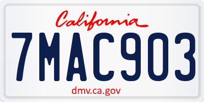 CA license plate 7MAC903