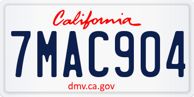 CA license plate 7MAC904