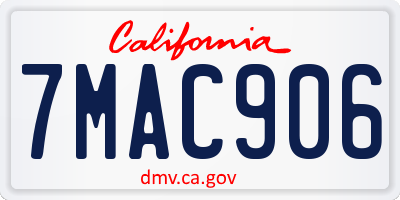 CA license plate 7MAC906