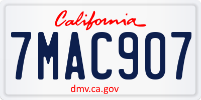 CA license plate 7MAC907