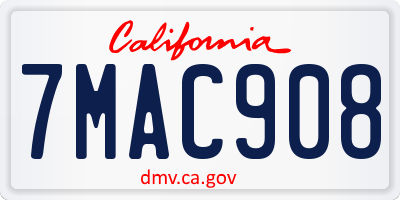CA license plate 7MAC908