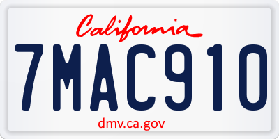 CA license plate 7MAC910