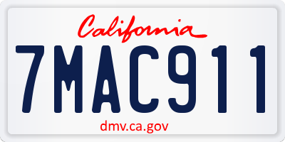 CA license plate 7MAC911