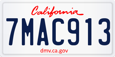 CA license plate 7MAC913