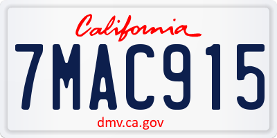 CA license plate 7MAC915