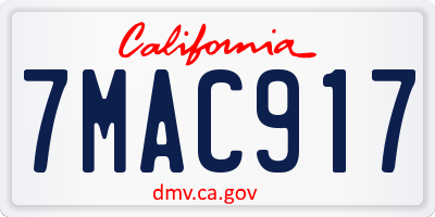 CA license plate 7MAC917
