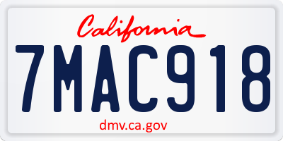 CA license plate 7MAC918