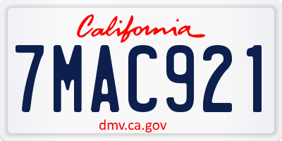 CA license plate 7MAC921