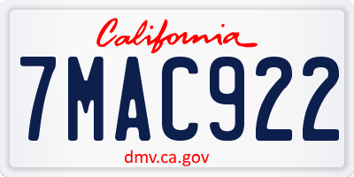 CA license plate 7MAC922