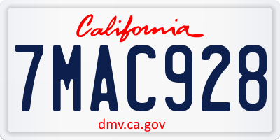 CA license plate 7MAC928