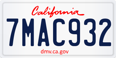 CA license plate 7MAC932