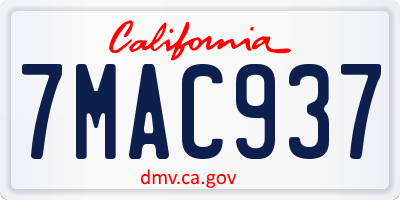 CA license plate 7MAC937