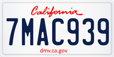 CA license plate 7MAC939