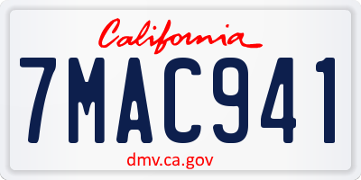 CA license plate 7MAC941
