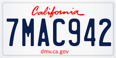 CA license plate 7MAC942