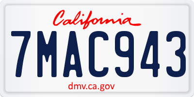 CA license plate 7MAC943