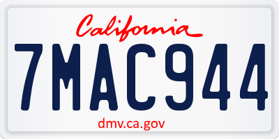CA license plate 7MAC944